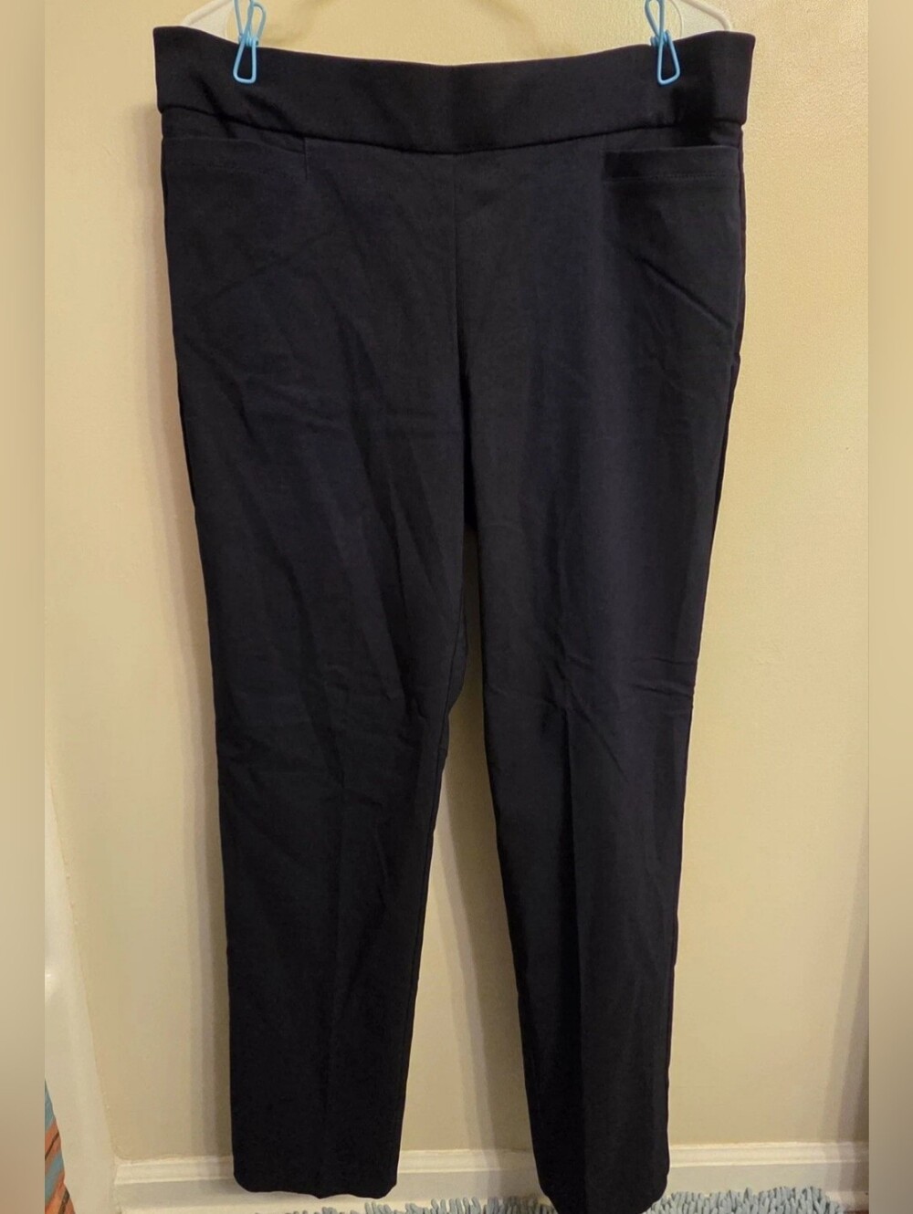 Coral Bay Women's Navy Blue Pull-On Dress Pants 12 Tummy Control Work Slacks